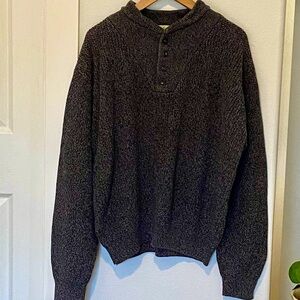 Cabela’s Knit Cotton Henley Pullover Sweater Heather Blue/Gray Size L